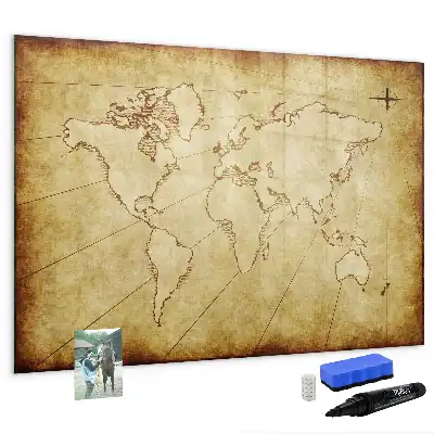 Tableau magnétique à dessiner motif ancienne carte du monde