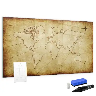 Tableau magnétique à dessiner motif ancienne carte du monde