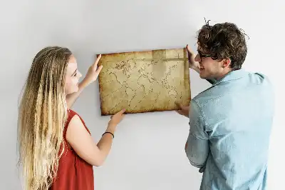Tableau magnétique à dessiner motif ancienne carte du monde