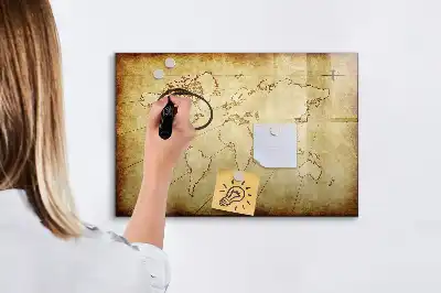 Tableau magnétique à dessiner motif ancienne carte du monde