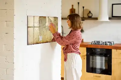 Tableau magnétique à dessiner motif ancienne carte du monde