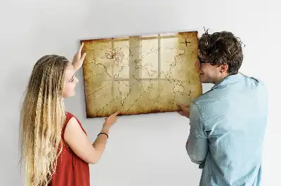 Tableau magnétique à dessiner motif ancienne carte du monde