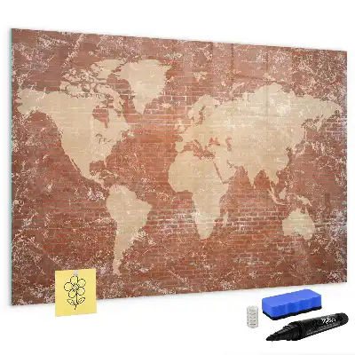 Tableau magnétique à dessiner carte du monde sur briques