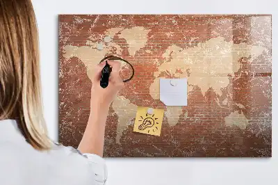 Tableau magnétique à dessiner carte du monde sur briques