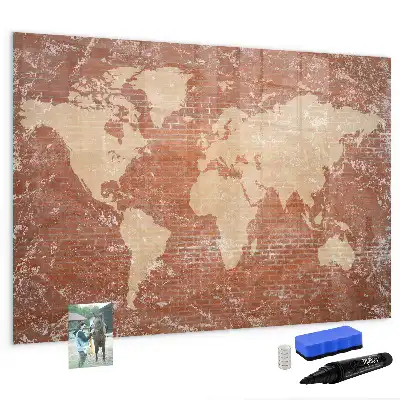 Tableau magnétique à dessiner carte du monde sur briques