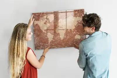 Tableau magnétique à dessiner carte du monde sur briques