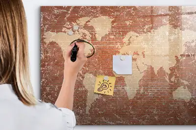 Tableau magnétique à dessiner carte du monde sur briques
