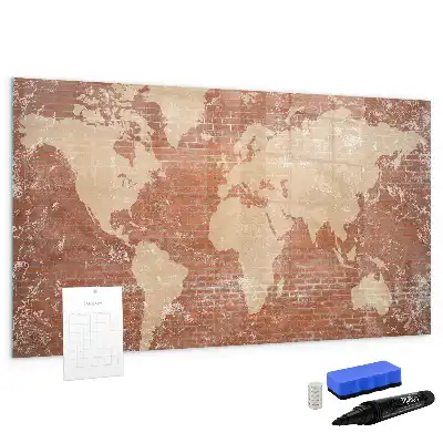 Tableau magnétique à dessiner carte du monde sur briques