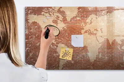 Tableau magnétique à dessiner carte du monde sur briques