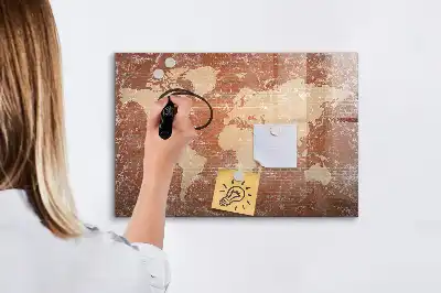Tableau magnétique à dessiner carte du monde sur briques