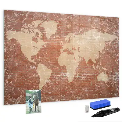 Tableau magnétique à dessiner carte du monde sur briques
