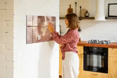 Tableau magnétique à dessiner carte du monde sur briques