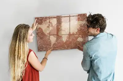 Tableau magnétique à dessiner carte du monde sur briques
