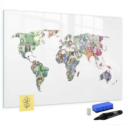 Tableau magnétique pour dessiner motif carte en billets de banque