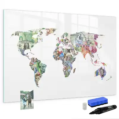 Tableau magnétique pour dessiner motif carte en billets de banque