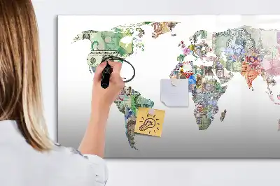 Tableau magnétique pour dessiner motif carte en billets de banque