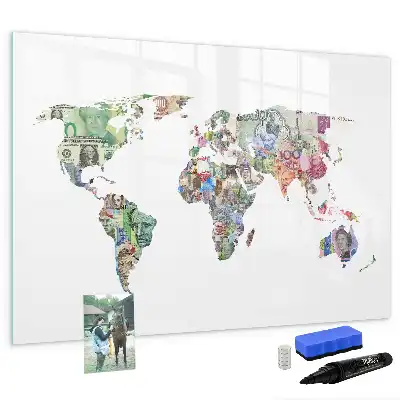Tableau magnétique pour dessiner motif carte en billets de banque