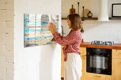 Tableau magnétique à dessiner en bois rayé