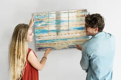 Tableau magnétique à dessiner en bois rayé