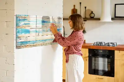 Tableau magnétique à dessiner en bois rayé