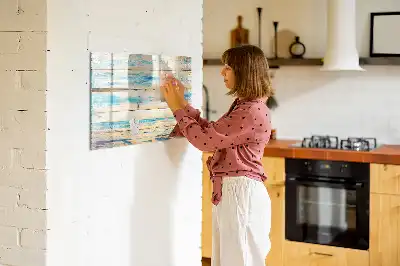 Tableau magnétique à dessiner en bois rayé