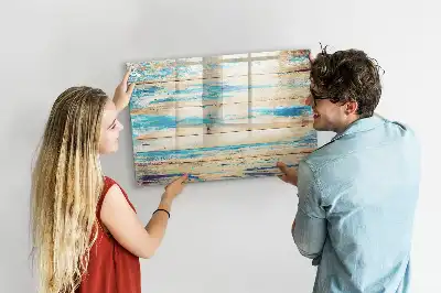 Tableau magnétique à dessiner en bois rayé