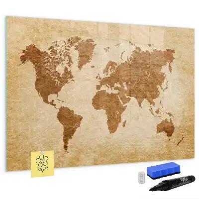 Carte du monde magnétique style ancien avec tableau pour dessiner