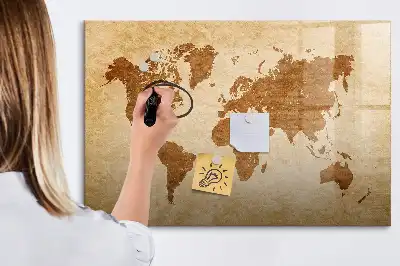 Carte du monde magnétique style ancien avec tableau pour dessiner