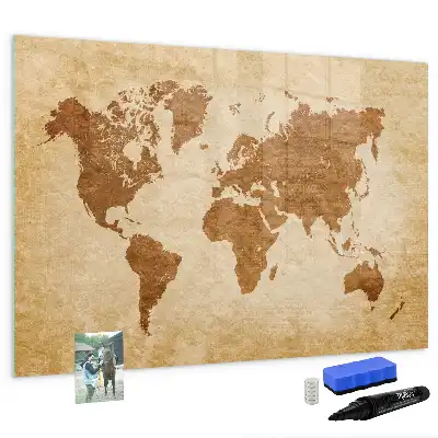 Carte du monde magnétique style ancien avec tableau pour dessiner