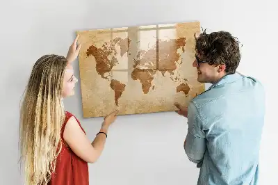 Carte du monde magnétique style ancien avec tableau pour dessiner