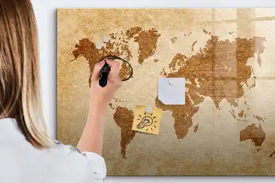 Carte du monde magnétique style ancien avec tableau pour dessiner
