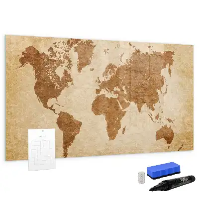Carte du monde magnétique style ancien avec tableau pour dessiner