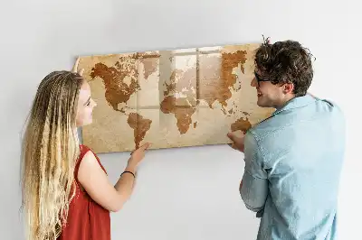 Carte du monde magnétique style ancien avec tableau pour dessiner