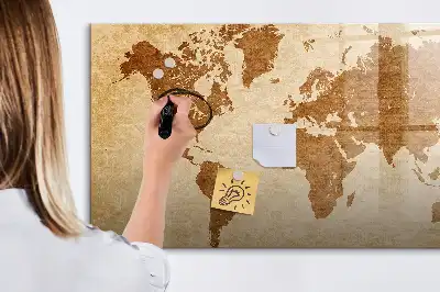 Carte du monde magnétique style ancien avec tableau pour dessiner