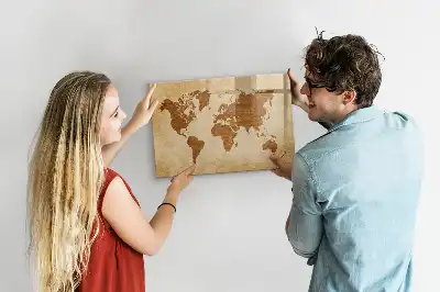 Carte du monde magnétique style ancien avec tableau pour dessiner