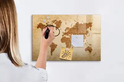 Carte du monde magnétique style ancien avec tableau pour dessiner