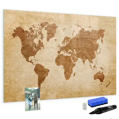 Carte du monde magnétique style ancien avec tableau pour dessiner