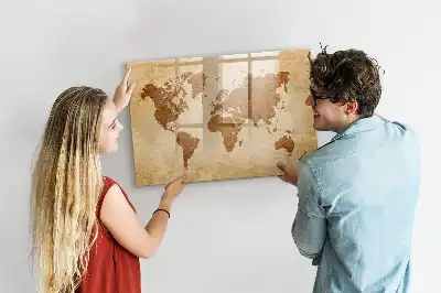 Carte du monde magnétique style ancien avec tableau pour dessiner