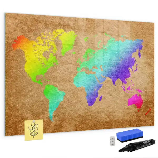 Tableau magnétique pour dessiner carte du monde arc-en-ciel