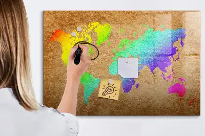 Tableau magnétique pour dessiner carte du monde arc-en-ciel