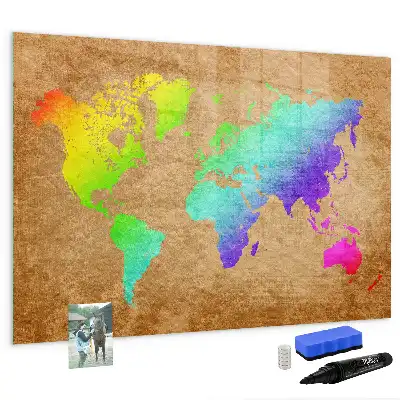 Tableau magnétique pour dessiner carte du monde arc-en-ciel