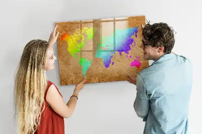 Tableau magnétique pour dessiner carte du monde arc-en-ciel