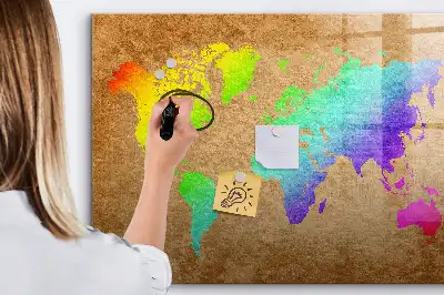 Tableau magnétique pour dessiner carte du monde arc-en-ciel
