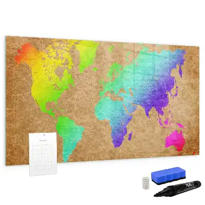 Tableau magnétique pour dessiner carte du monde arc-en-ciel