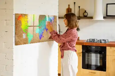 Tableau magnétique pour dessiner carte du monde arc-en-ciel