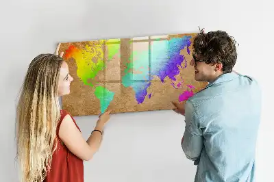 Tableau magnétique pour dessiner carte du monde arc-en-ciel