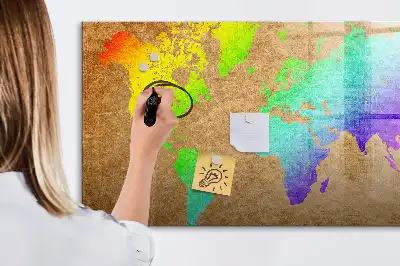 Tableau magnétique pour dessiner carte du monde arc-en-ciel