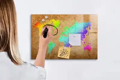 Tableau magnétique pour dessiner carte du monde arc-en-ciel