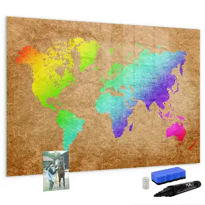Tableau magnétique pour dessiner carte du monde arc-en-ciel