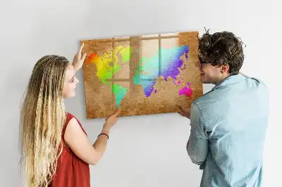 Tableau magnétique pour dessiner carte du monde arc-en-ciel